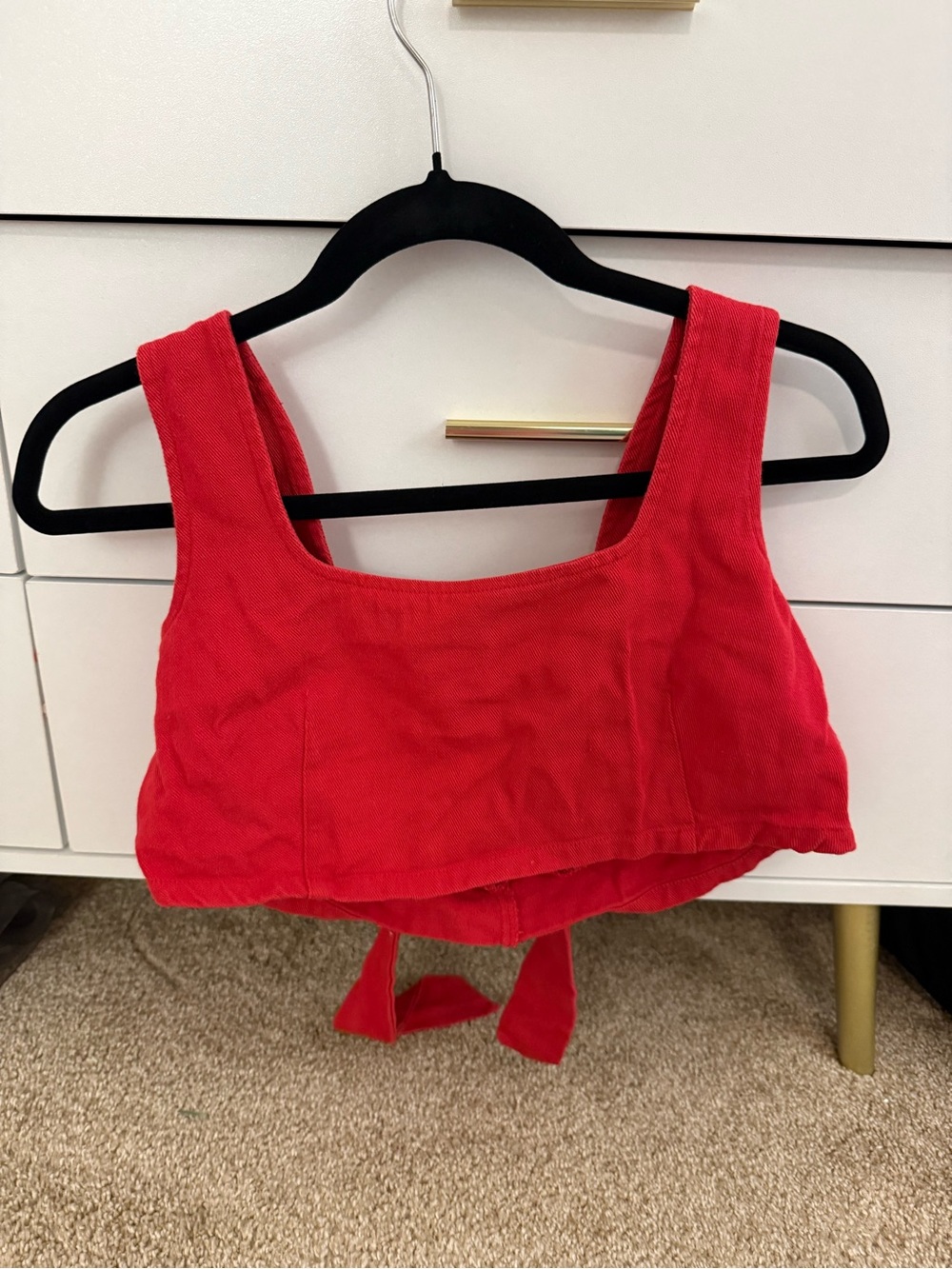 Women's Red Square Neck Tank Crop Top